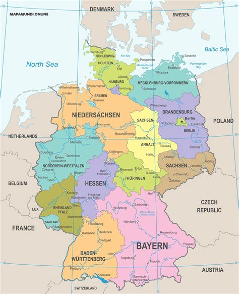 mapa de alemania con sus ciudades